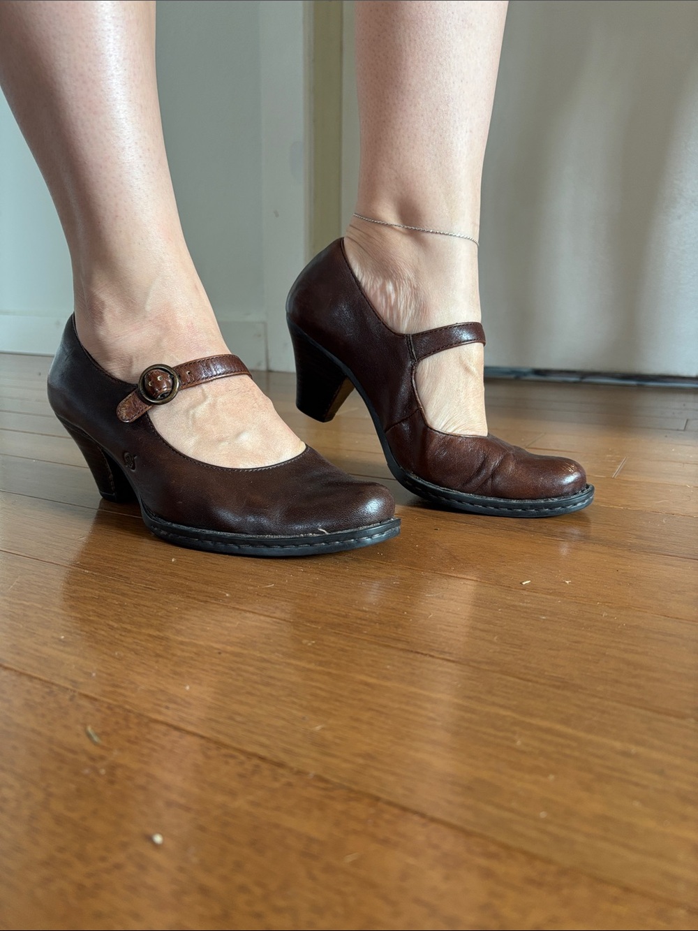 Born Dark Brown Mary Jane Heels